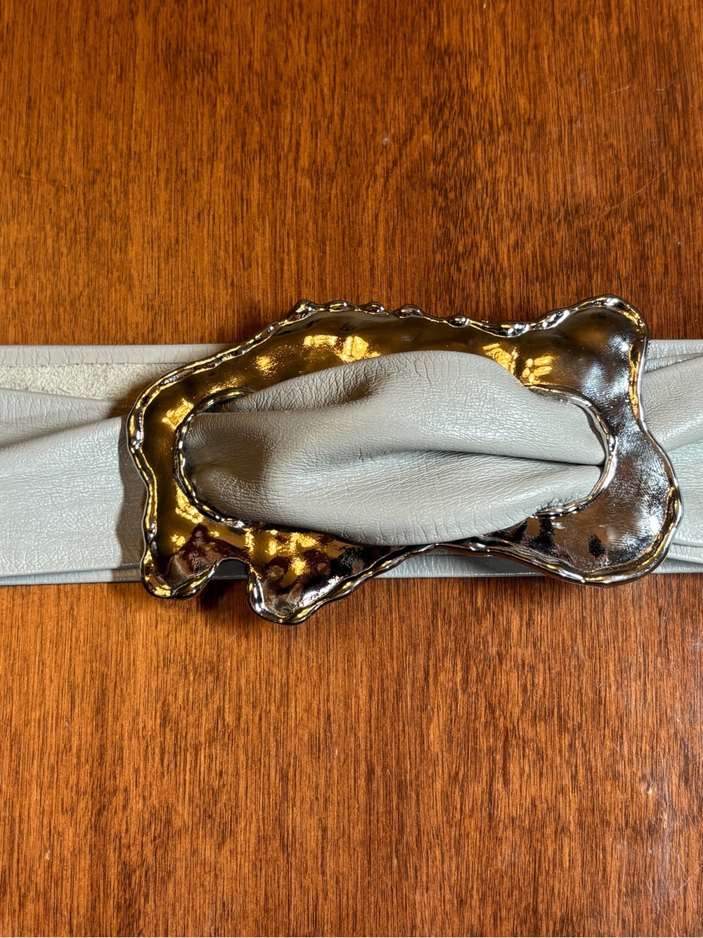Vintage Leather Waist Belt with sculpted silver buckle